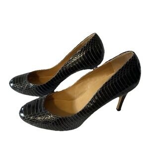 ANN TAYLOR Women's Pumps Heels Women's Size 7.5M Black Snakeskin Look